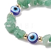 Natural Green Aventurine Chips & Resin Evil Eye Braided Bead Bracelet BJEW-JB08495-07-4