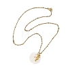 Summer Beach Natural Carved White Shell & 304 Stainless Steel Sea Animals Pendant Satellite Chain Necklaces NJEW-JN06505-4