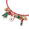 Christmas Tree & Candy Cane & Deer Alloy Enamel Charm Bracelets BJEW-JB10836-01-3