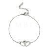 Alloy Interflocking Heart Link Bracelet with Brass Cable Chains BJEW-JB09798-1