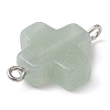 Natural Mixed Gemstone Cross Connector Charms PALLOY-JF02827-6