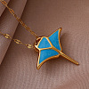 304 Stainless Steel Ocean Ray Fish Pendant Necklaces for Women RI8300-1