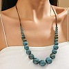 Ethnic Style Porcelain Round Graduated Beaded Waxed Cord Necklaces for Women FS-WG62C5E-06-1