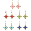 Clover Glass Seed & Synthetic Imperial Jasper Woven Leverback Earrings EJEW-MZ00658-2