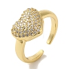 Rack Plating Brass Micro Pave Clear Cubic Zirconia Cuff Ring RJEW-P104-07G-1