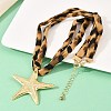 Ocean Alloy Starfish Pendant 2-Strand Leopard Print Polyester Cord Necklaces for Women NJEW-A066-06G-3