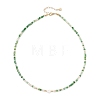 Natural Shell Heart & AB Color Plated Glass Faceted Rondelle Beaded Necklaces NJEW-JN05863-5