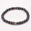 Natural Lava Rock Round Beads Stretch Stretch for Men Women AE5007-5