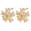 Brass Cubic Zirconia Stud Earrings for Women EJEW-F418-11G-2