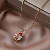 Christmas 304 Stainless Steel Enamel Apple Pendant Necklaces for Women TR7929-2