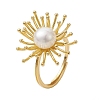 Round Natural Pearl Adjustable Rings RJEW-P113-07G-1