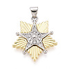 Brass Micro Pave Clear Cubic Zirconia Pendants KK-T080-14A-GP-1