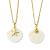 2Pcs 2 Styles Natural Shell and 304 Stainless Steel Starfish and Shell Shape Pendant Paperclip Chain Necklaces for Women NJEW-JN06215-2