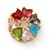 Rack Plating Brass Micro Pave Colorful Cubic Zirconia Slide Charms ZIRC-F129-52G-1
