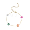 Brass Glass Flower Link Bracelets for Women BJEW-JB12383-3