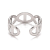 304 Stainless Steel Hollow Open Cuff Ring for Women RJEW-A005-24P-3