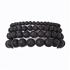 4Pcs Round Natural Lava Rock Beads Stretch Bracelets BJEW-JB10965-1