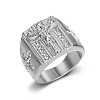 Cross with Jesus Pattern 304 Stainless Steel with Crystal Rhinestone Finger Rings for Men FS-WG78AD7-10-1