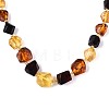 Natural Amber Nuggets and Rice Graduated Beaded Necklaces NJEW-T019-07-4