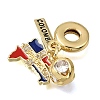 Brass Micro Pave Clear Cubic Zirconia and Enamel European Dangle Charms CU-CBAA556-02A-2