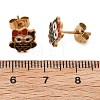 Brass Enamel Stud Earrings EJEW-B119-01G-01-5