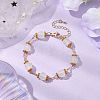 Brass & Imitation Jade Round Glass Link Bracelets for Women BJEW-JB10771-2