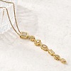 Brass Pave Cubic Zirconia Geometirc Pendant Rectangle Y Tassel 201 Stainless Steel Chain Necklaces NJEW-C111-01B-2