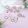 20Pcs 5 Styles Iron Snap Hair Clips with Tibetan Style Alloy Round Trays MAK-TA0001-45-5
