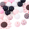 1Bag Sunflower & Round Silicone Focal Beads SIL-TA0003-42-3