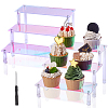 3-Layer Rectangle Acrylic Minifigures Organizer Display Risers ODIS-WH0038-56-1