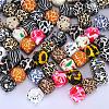 Colorful Pattern Printed Silicone Focal Beads SI-JX0022A-14-4