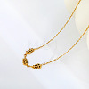 304 Stainless Steel Triple Leaf Pendant Necklaces for Women WG74C14-01-4