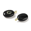Natural Obsidian & Cubic Zirconia Pendants G-Z076-01G-19-2