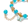 Round Glass Beaded Stretch Bracelet with Alloy Butterfly Charm for Women BJEW-JB08232-7