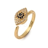 Brass Micro Pave Cubic Zirconia Rotating Cuff Rings RJEW-S636-02G-4
