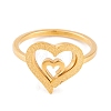 304 Stainless Steel Heart Finger Ring for Women RJEW-C086-21-G-2