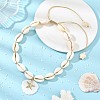 Summer 304 Stainless Steel Starfish and Natural Freshwater Shell Carved Pendant Necklaces NJEW-JN06566-01-1