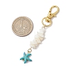 Natural White Mother of Pearl Shell & Synthetic Turquoise Starfish Pendant Decorations X-HJEW-JM02986-3