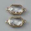 Glass Connector Charms LS-GLAA-WH0036-16K-2