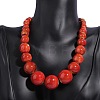 Ethnic Style Porcelain Round Graduated Beaded Waxed Cord Necklaces for Women FS-WG62C5E-01-2