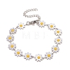 Enamel Daisy Link Chains Bracelet BJEW-P271-01P-01-1