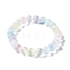 Macaron Color Dyed Natural Selenite Round Beaded Stretch Bracelet LS-BJEW-D024-01-1