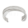 Titanium Steel Hollow Striped Open Cuff Bangles for Women BJEW-G719-07P-3