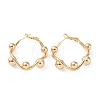 Brass Round Beaded Rhombus Hoop Earrings EJEW-A025-03G-1