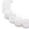 Natural Gemstone & Synthetic Crackle Quartz Round Beaded Stretch Bracelet for Women BJEW-JB08528-5