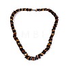 Natural Amber Square Graduated Beaded Necklaces NJEW-T019-01-2