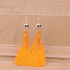 Zinc Alloy Polyester Skull Tassel Dangle Earrings FS-WG69CBD-03-1