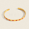 304 Stainless Steel Enamel Red Heart Open Cuff Bangles for Women JS6918-1