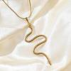 304 Stainless Steel Snake Pendant Round Snake Chain Necklaces for Women NJEW-K307-01G-2