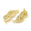 Rack Plating Brass Micro Pave Clear Cubic Zirconia Connector Charms KK-C008-09G-3